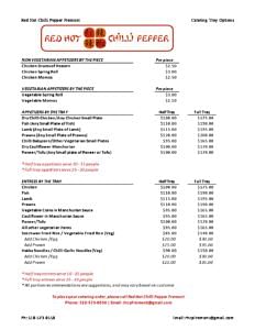 Catering Trays - April 2022|Welcome to Red Hot Chilli Pepper, Fremont - RHCP